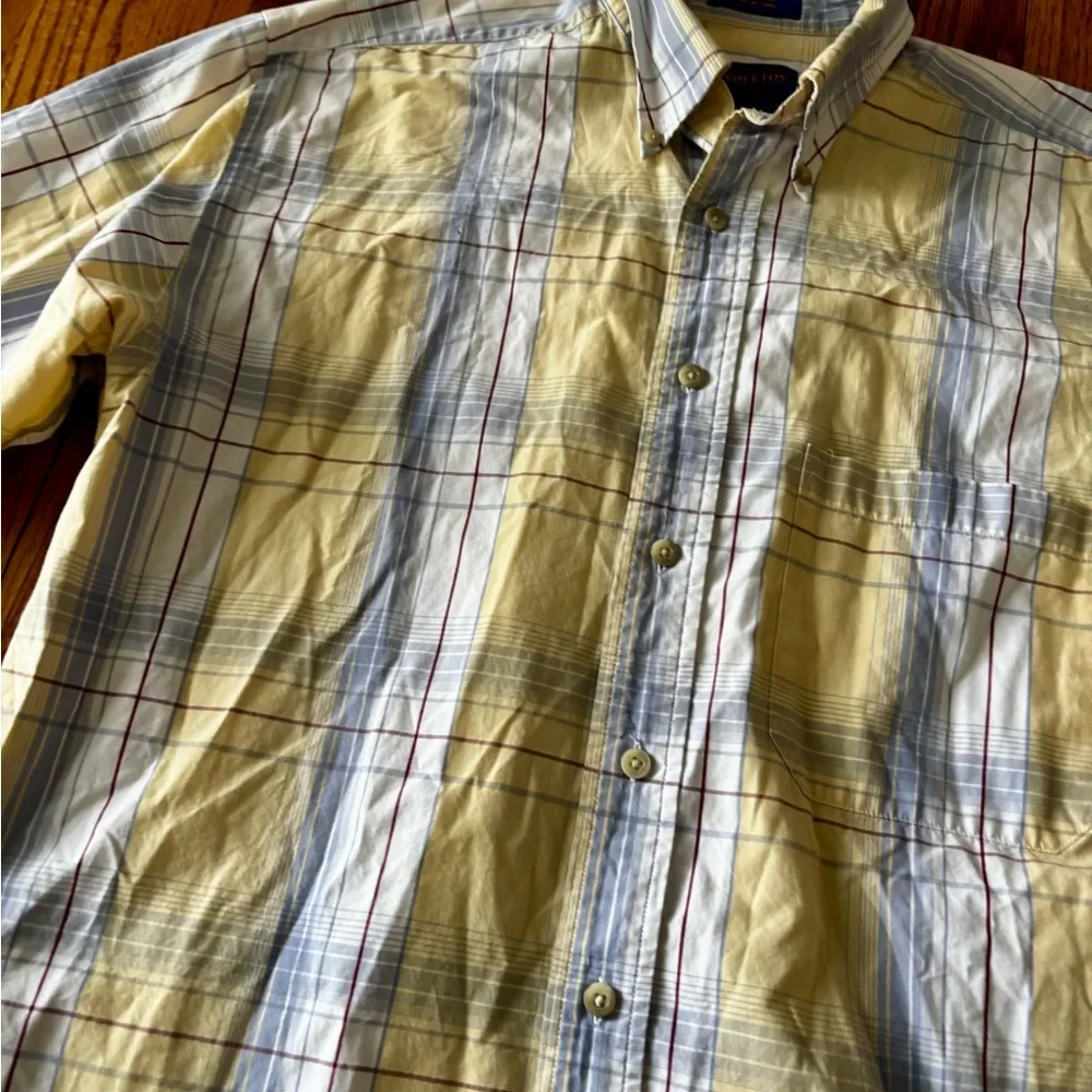 Pendleton Yellow and Light Blue Plaid Shirt - Small - Cotton - Picture 2 of 9